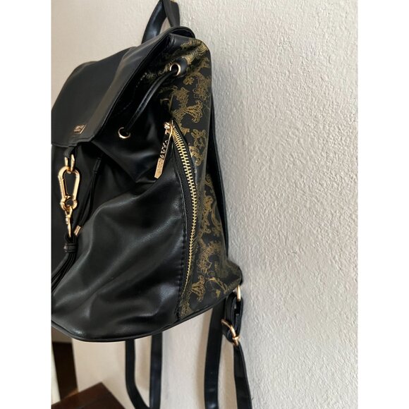Versace Parfums Backpack Black Gold Adjustable Straps & Zip Pockets Vegan Faux L - Picture 8 of 15